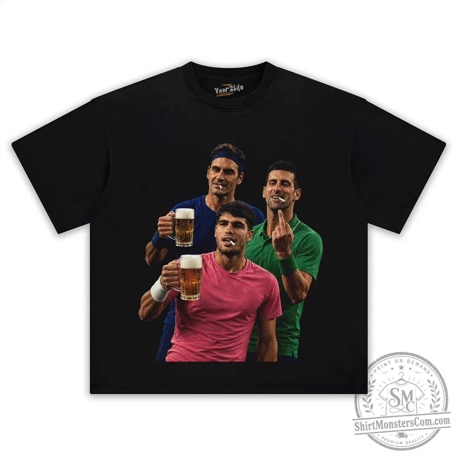 Carlos Alcaraz Roger Federer Novak Djokovic Tennis Legends T-Shirt 11 Carlos Alcaraz Roger Federer Novak Djokovic Tennis Legends T-Shirt