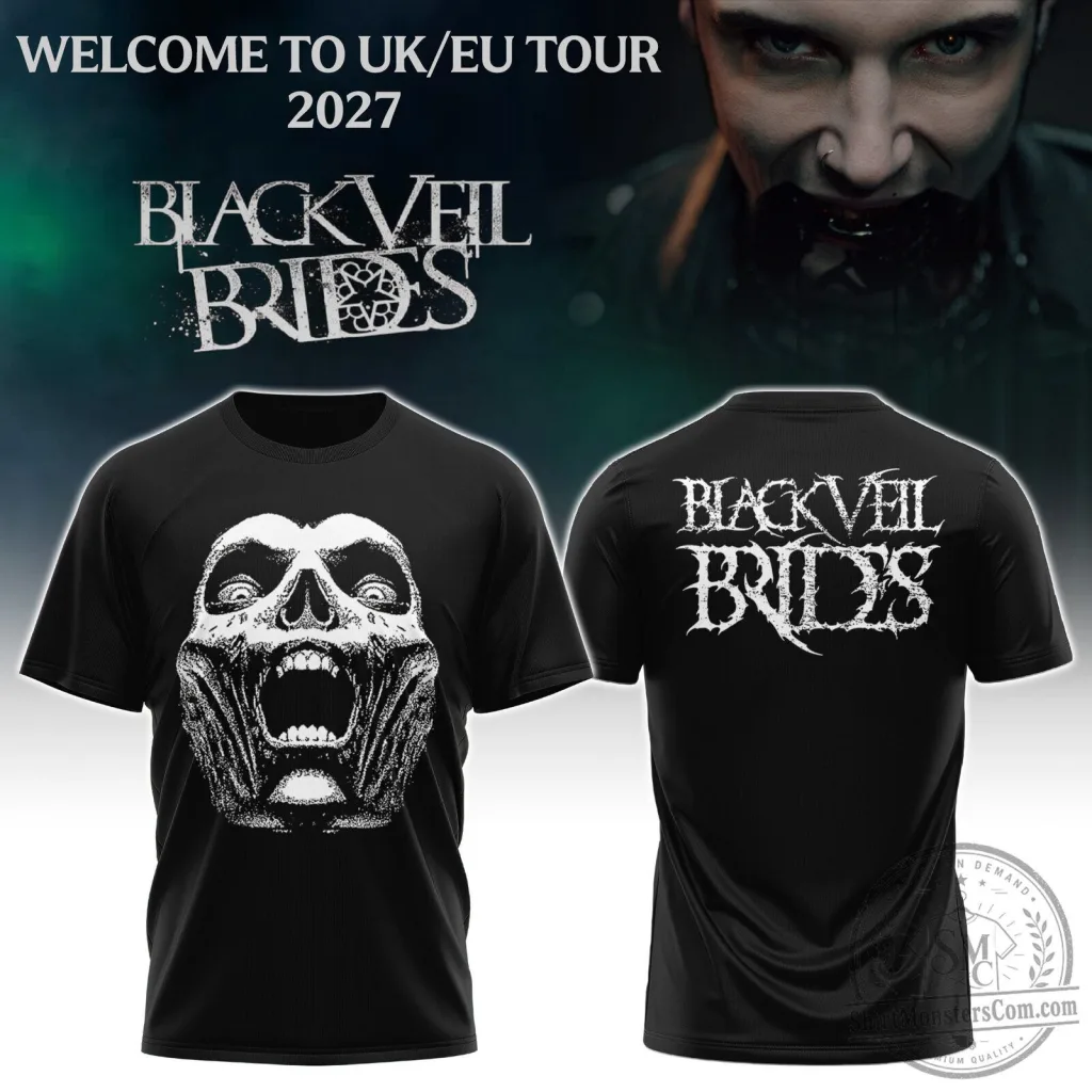 Black Veil Brides UK EU Tour 2027 Band Concert Black T-Shirt Black Veil Brides UK EU Tour 2027 Band Concert Black T-Shirt